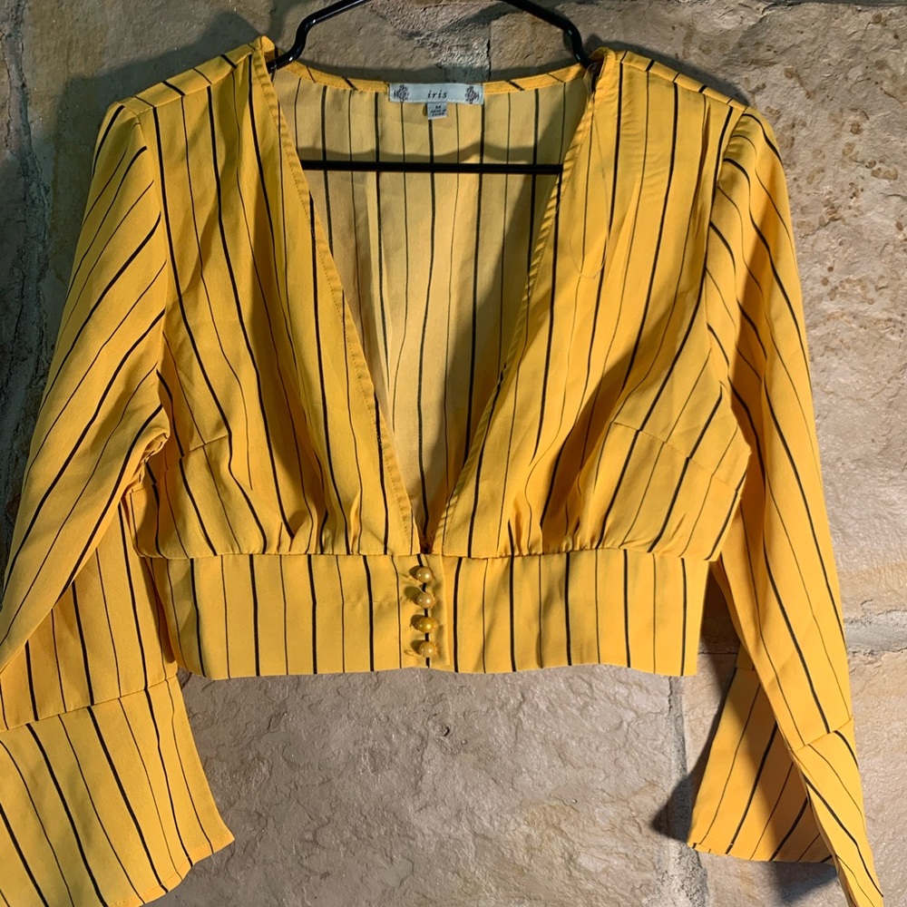 IRIS summer yellow crop top